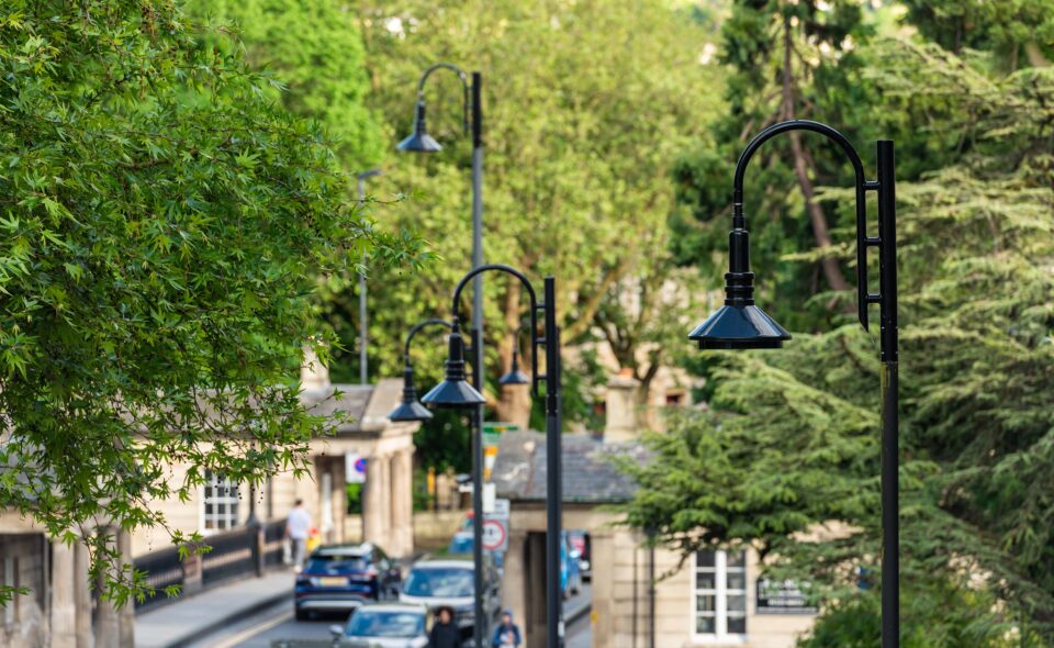 Bath's heritage streetlighting during the day
