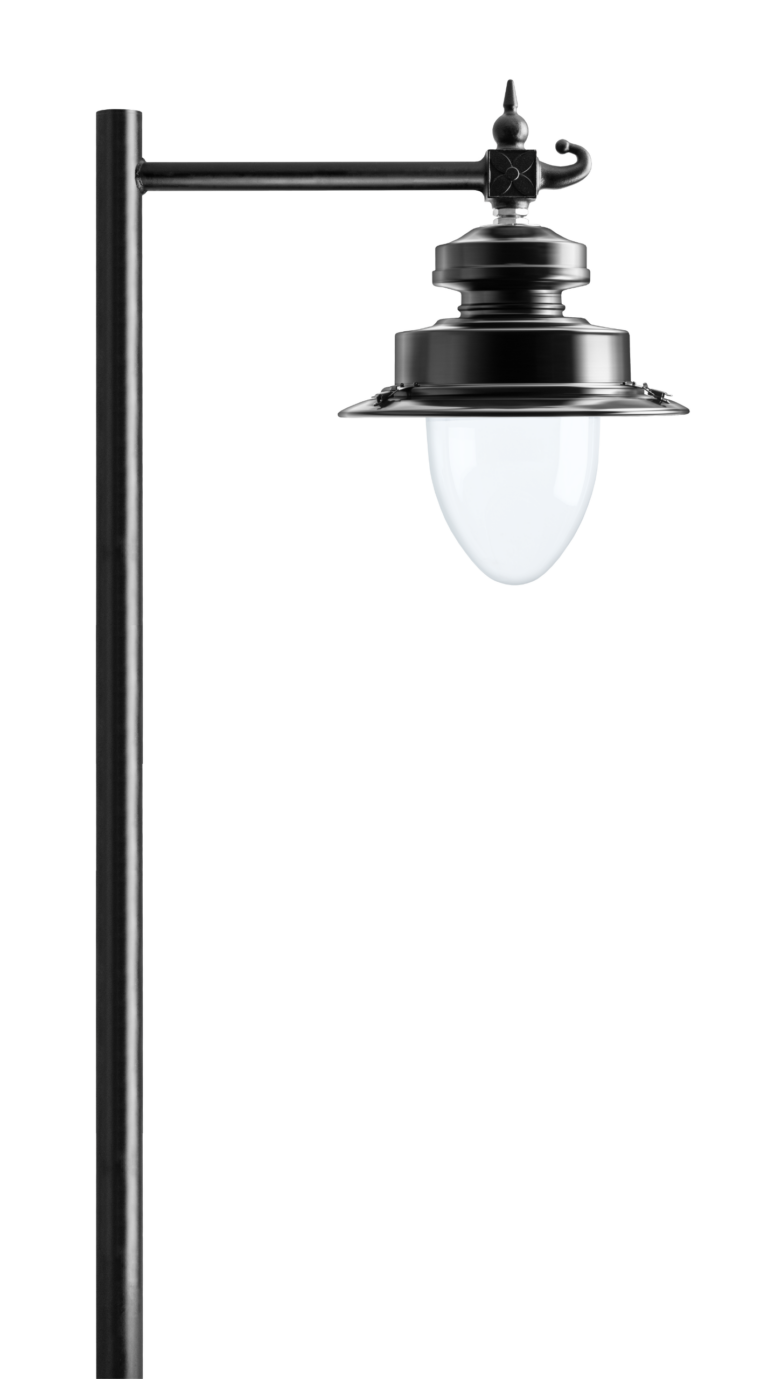 small heritage lantern on black lamp post