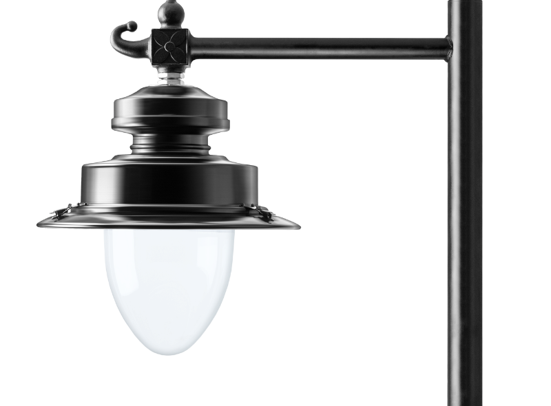 small heritage lantern on a black lamp post