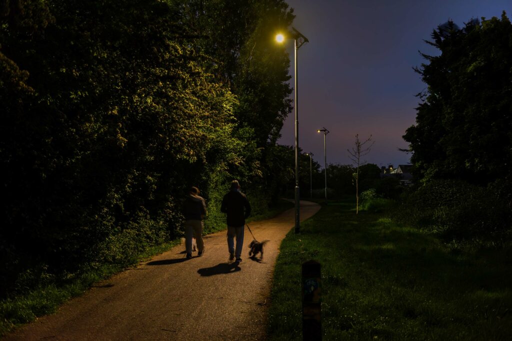 solar pathway lighting with PIR activation and dog walkers